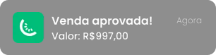 Venda aprovada — R$ 997,00